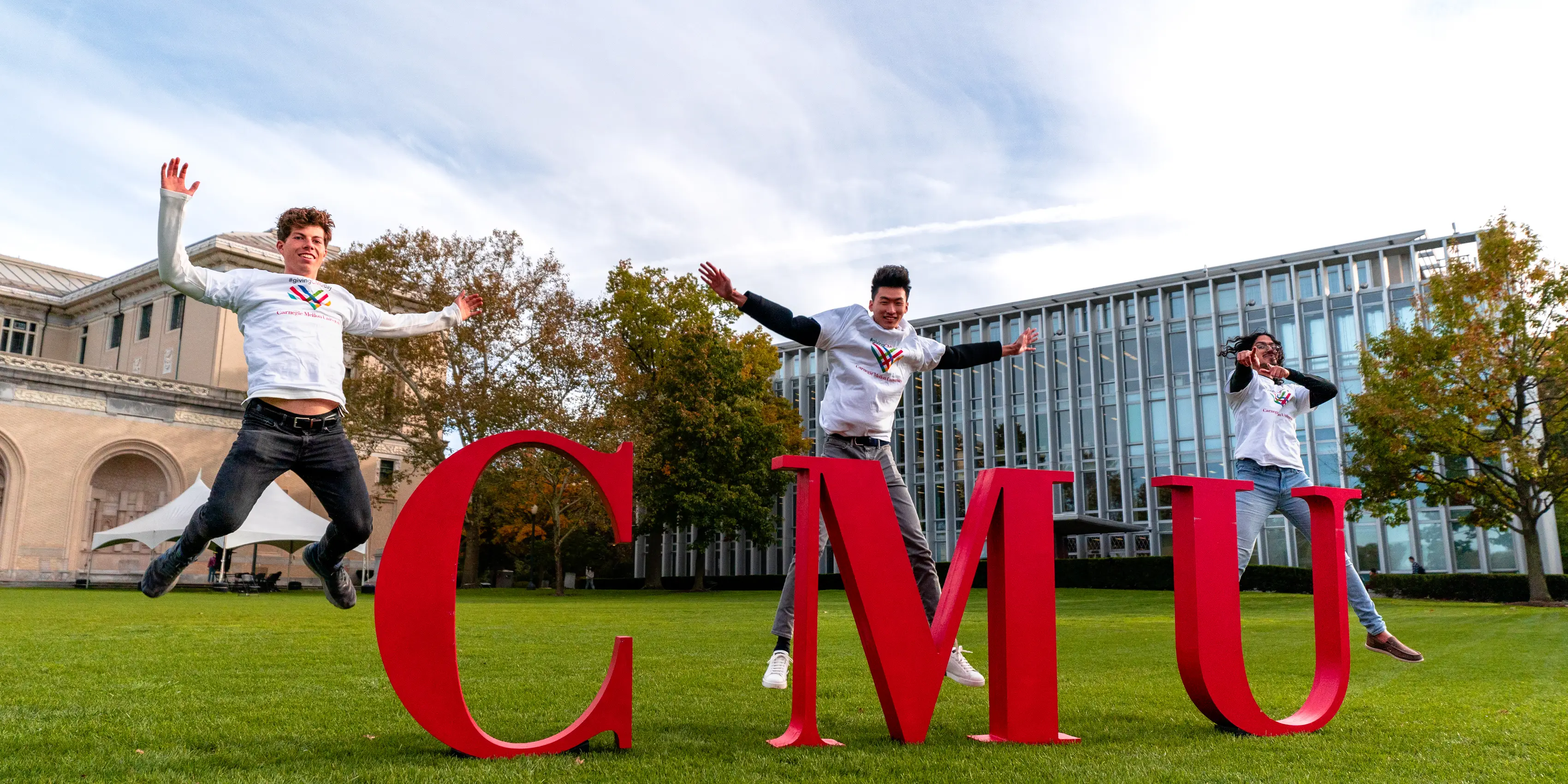 The letters of CMU displayed about campus.